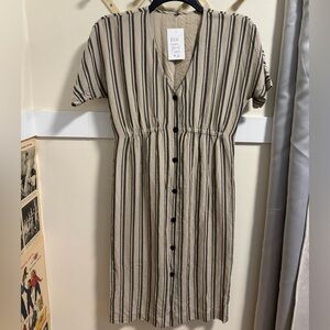Pinstripe Beige And Black Dress